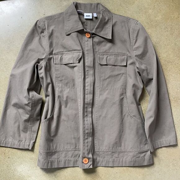 DKNY Men’s Olive Green Khaki Zip Up Lightweight Jacket (Men’s Size: Large) - Picture 9 of 14